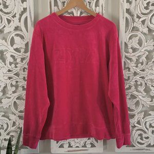 Zyia Active Womens 2XL Pink Fuchsia Velour Velvet Long Sleeve Shirt Top